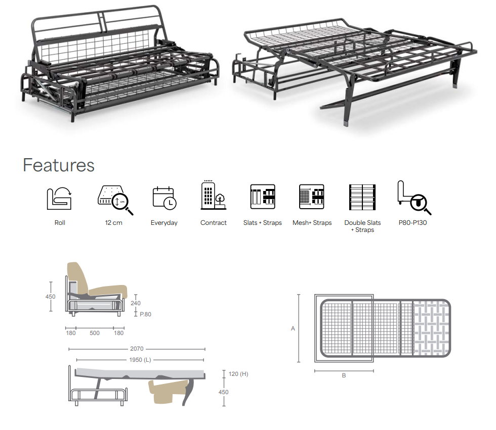 Mecanism extensie canapea 140x200, cu saltea 120x200x12 cm grosime 4 Mecanism extensie canapea 140x200, cu saltea 120x200x12 cm grosime - imagine 4