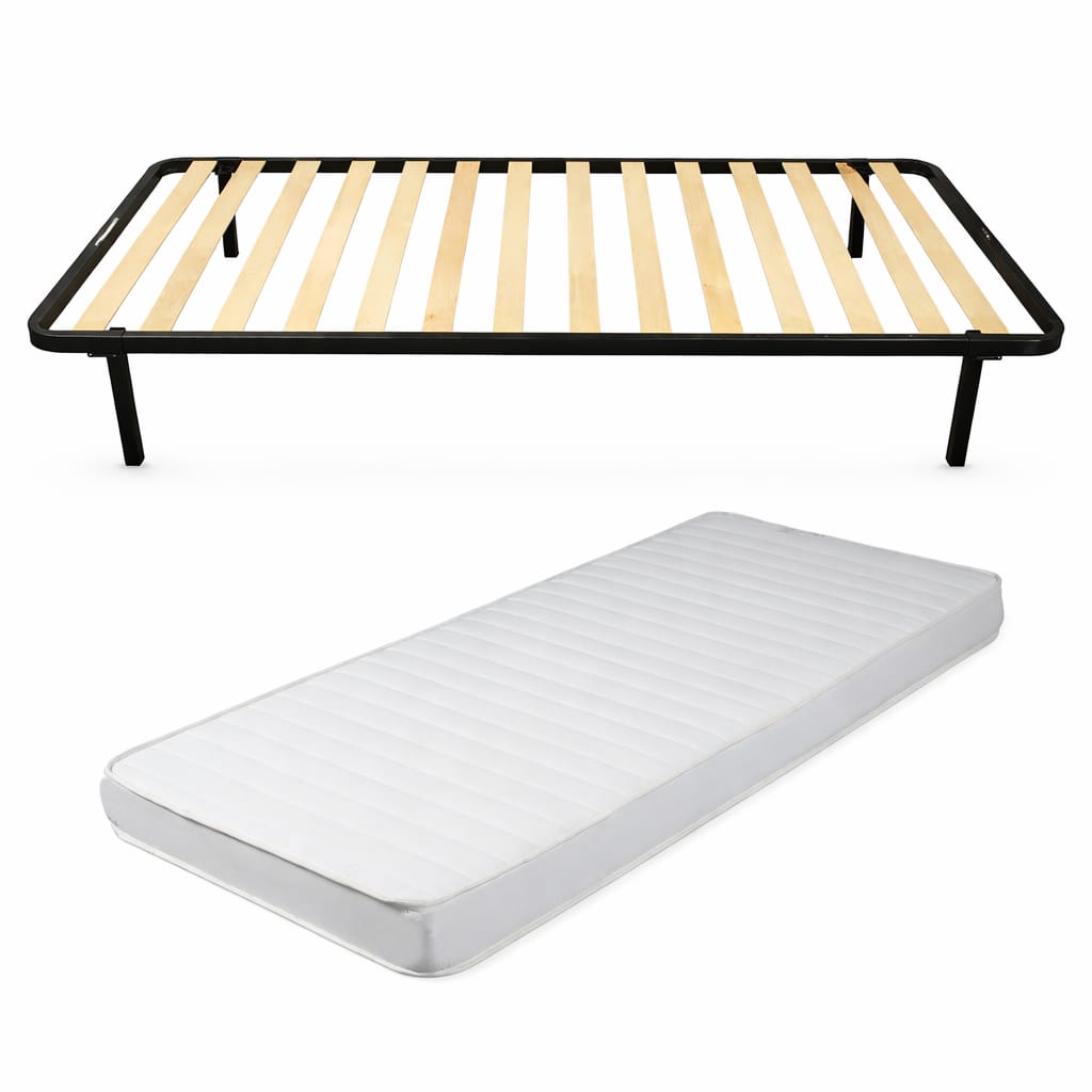 Pachet economic Somiere Prod, somiera Sanremo 90x190 cm, 12 lamele lemn, cadru metal,cu picioare 25 cm + saltea Laura 90x190x14 cm, Italflex 1 Pachet economic Somiere Prod, somiera Sanremo 90x190 cm, 12 lamele lemn, cadru metal,cu picioare 25 cm + saltea Laura 90x190x14 cm, Italflex